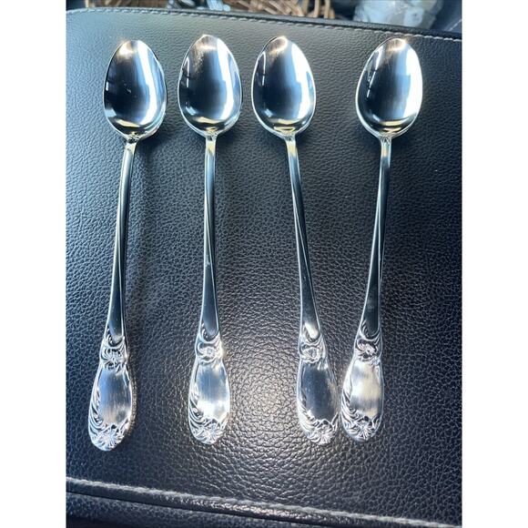 4 Reed & Barton LA BELLA Stainless Iced Tea Spoons 18/10 Glossy Flatware - Picture 1 of 6